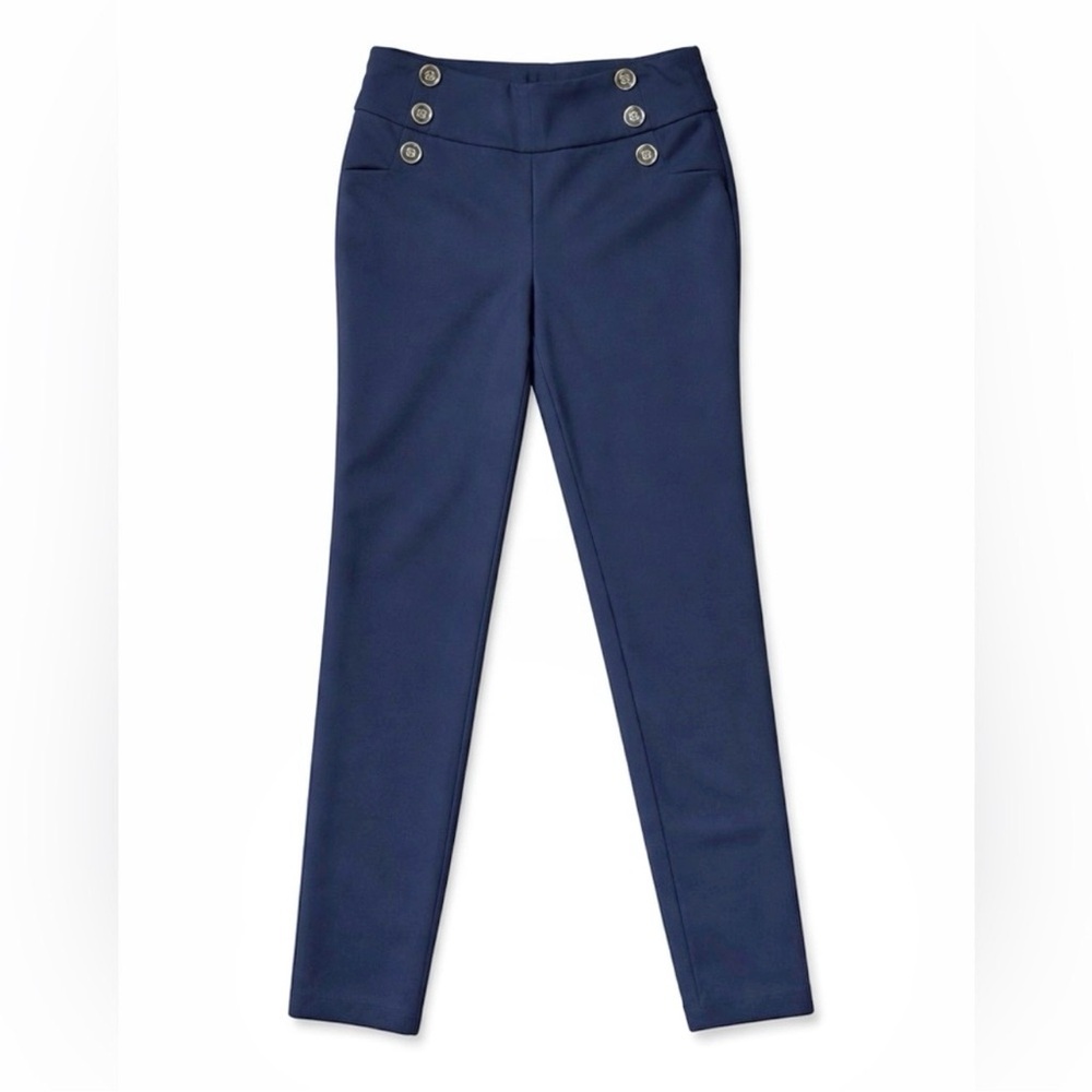 SOHO Navy High Waist Nautical Slim Pants Size Small 28” Waist